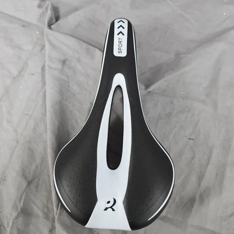 Bike saddle – black/white with central cut-out 