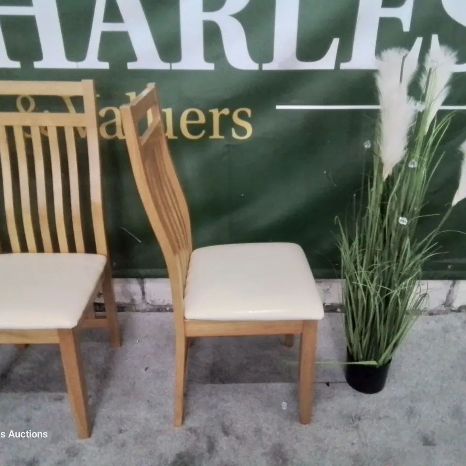 SET OF FOUR BALI IAK DINING CHAIRS IVORY SEAT PADS