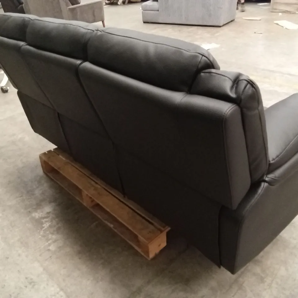 ALBION LUXURY FAUX LEATHER 3 SEATER HIGH BACK MANUAL RECLINER SOFA - BLACK RRP £619
