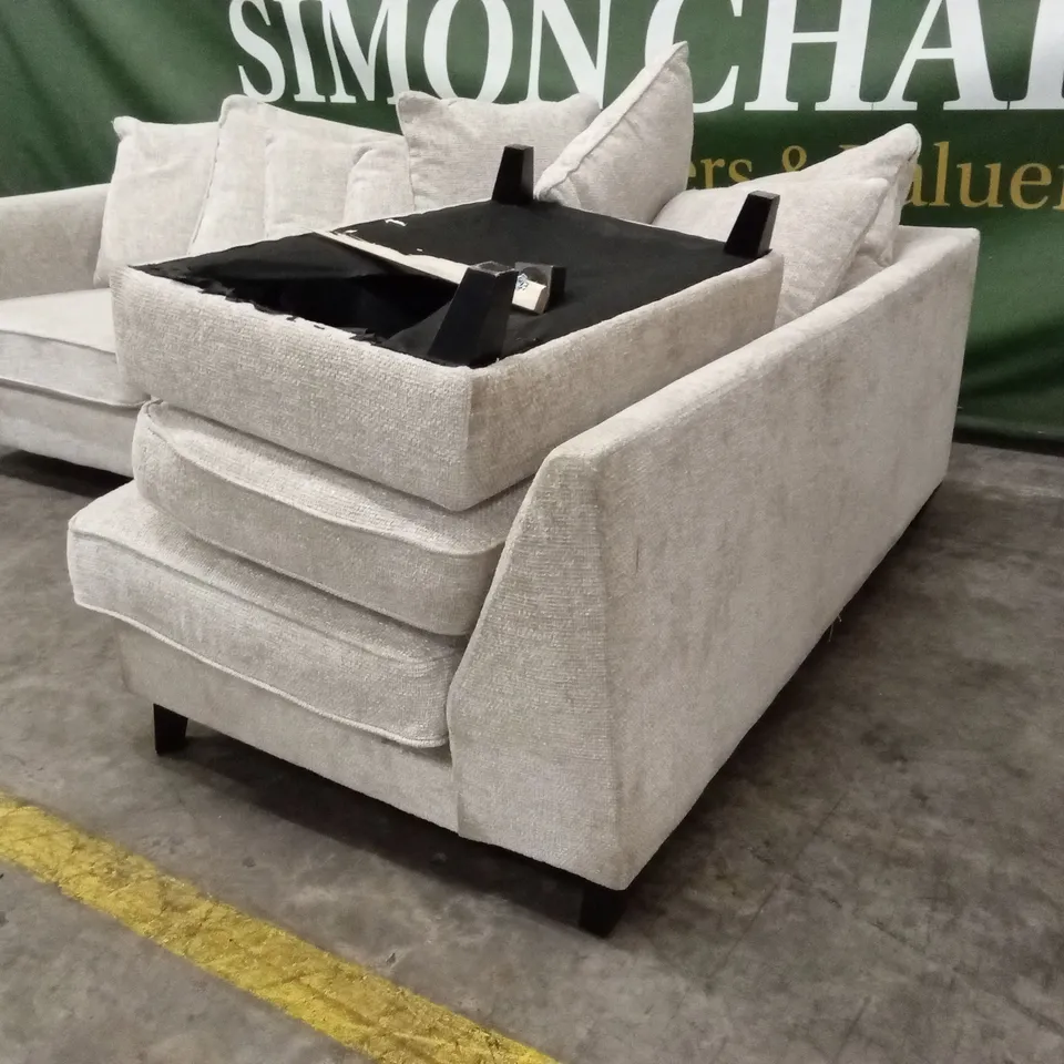 DESIGNER FABRIC CORNER CHAISE SOFA WITH FOOTSTOOL