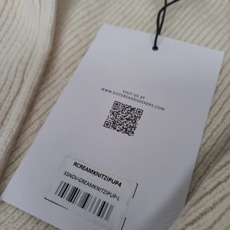 SEEKER'S CREAM RIBBED KNIT CARDIGAN (SEEKER'S TAG ATTACHED) – WOMEN'S KNITWEAR