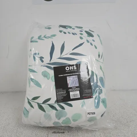 OHS ONLINE HOME SHOP FLORAL DUVET SET SAGE – DOUBLE (2X PILLOWCASES)