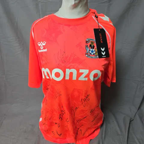 COVENTRY CITY FC FOOTBALL AWAY SHIRT BY HUMMEL – MONZO SPONSOR – SIZE L – SIGNED
