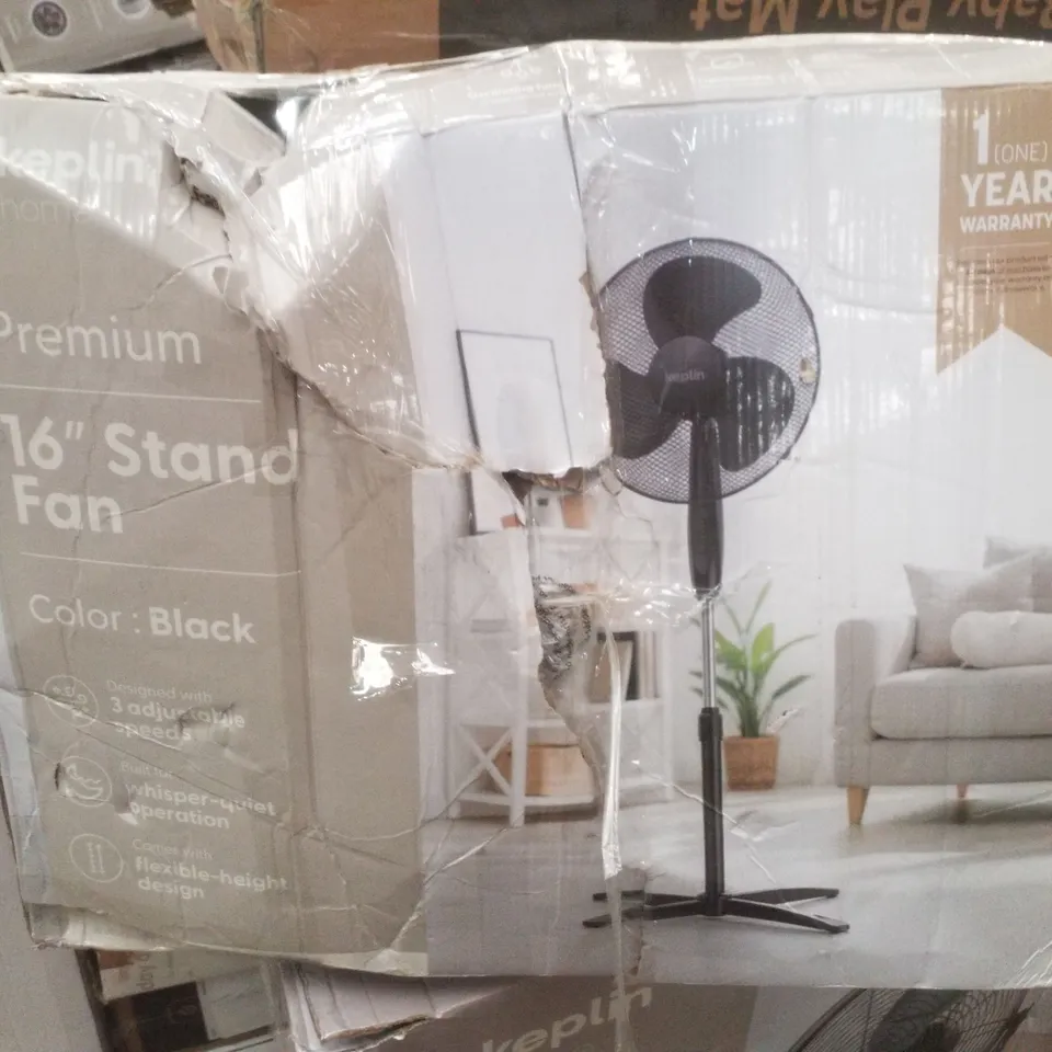 BOXED KEPLIN PREMIUM 16" STAND FAN - BLACK