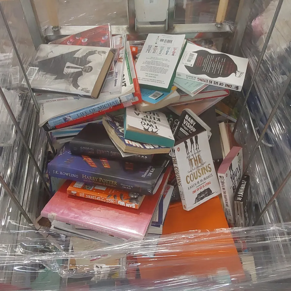 CAGE CONTAINING A VERY LARGE QUANTITY OF ASSORTED BOOKS ECT  // CAGE NOT INCLUDED