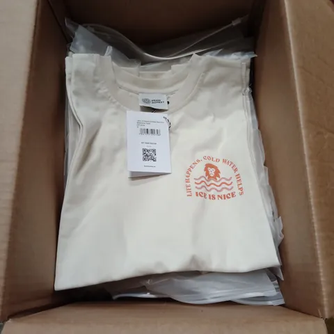 BOX OF APPROXIMATELY 14 X BRAND NEW BRASS MONKEY LADIES T-SHIRT - OFF WHITE // SIZE: S