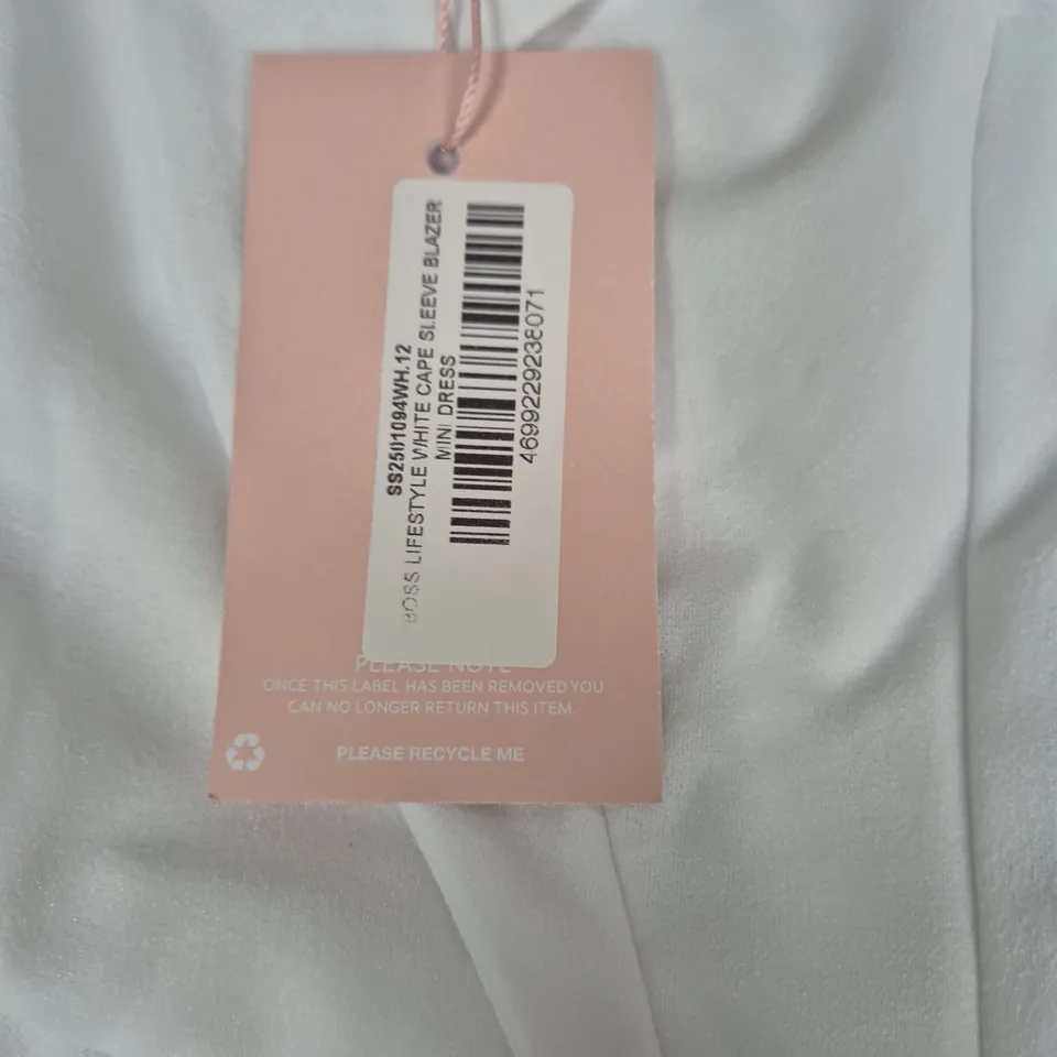 PINK BOUTIQUE WHITE CAPE-SLEEVE BLAZER MINI DRESS