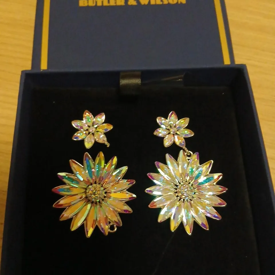 BUTLER & WILSON SPARKLING FLOWER EARRINGS 