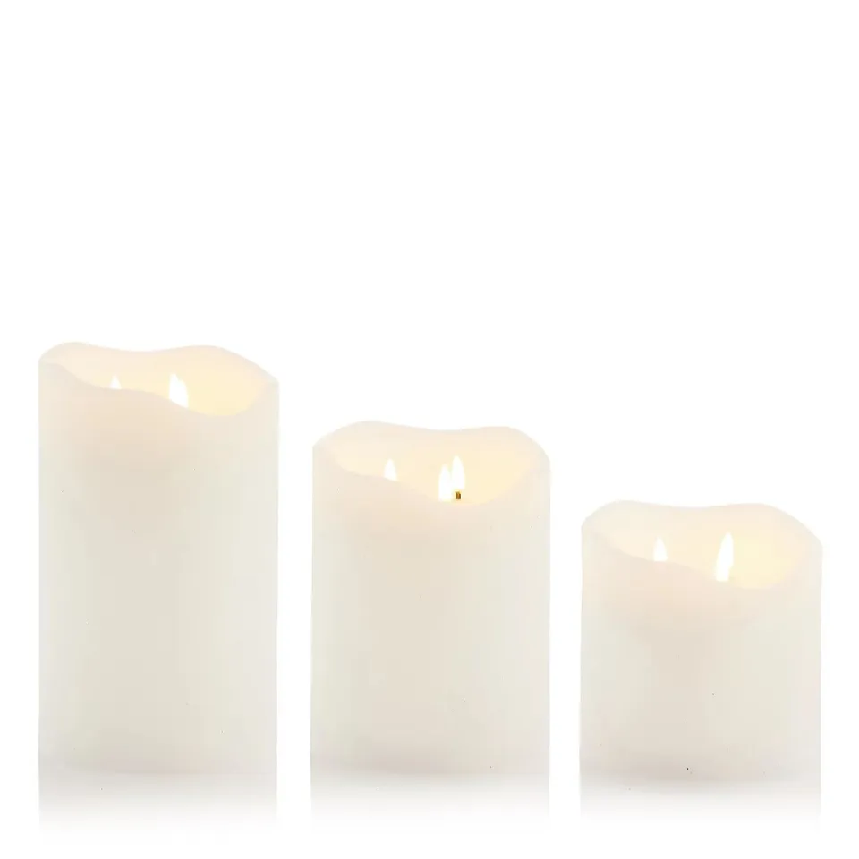 HOME STORIES SET OF 3 LARGE FLAMELESS WAX CANDLES