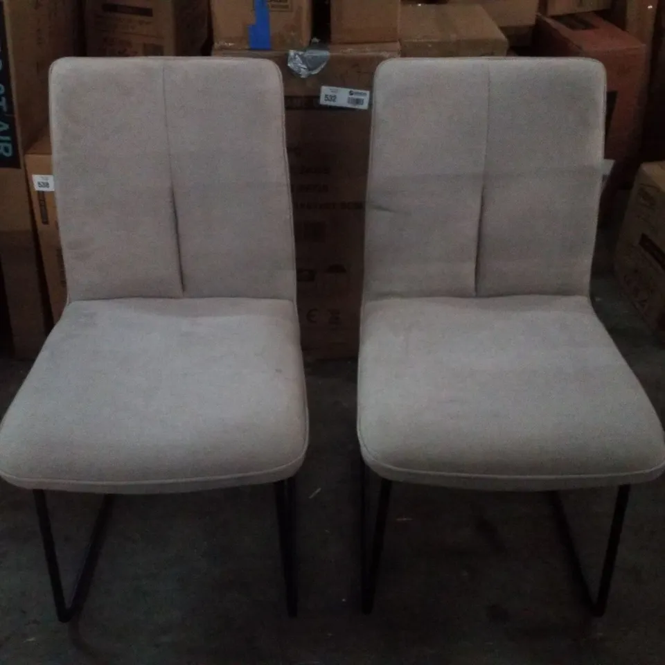 EUBANKS LUXURY FABRIC UPHOLSTERED TAUPE DINING CHAIRS 