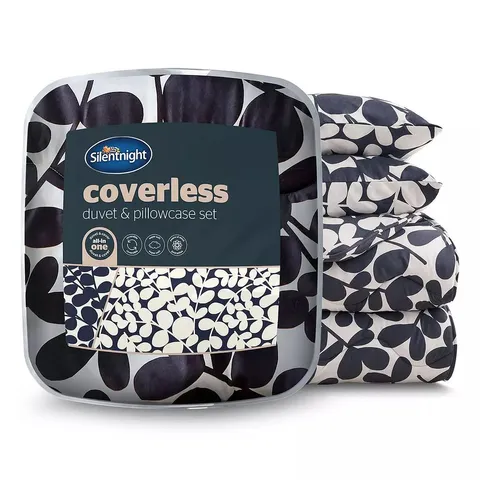 SILENTNIGHT LEAF PRINT COVERLESS DUVET AND PILLOWCASE SET