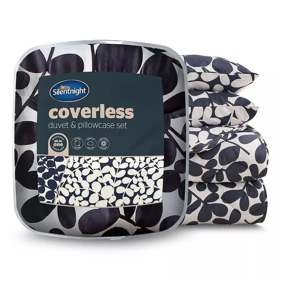 SILENTNIGHT LEAF PRINT COVERLESS DUVET AND PILLOWCASE SET