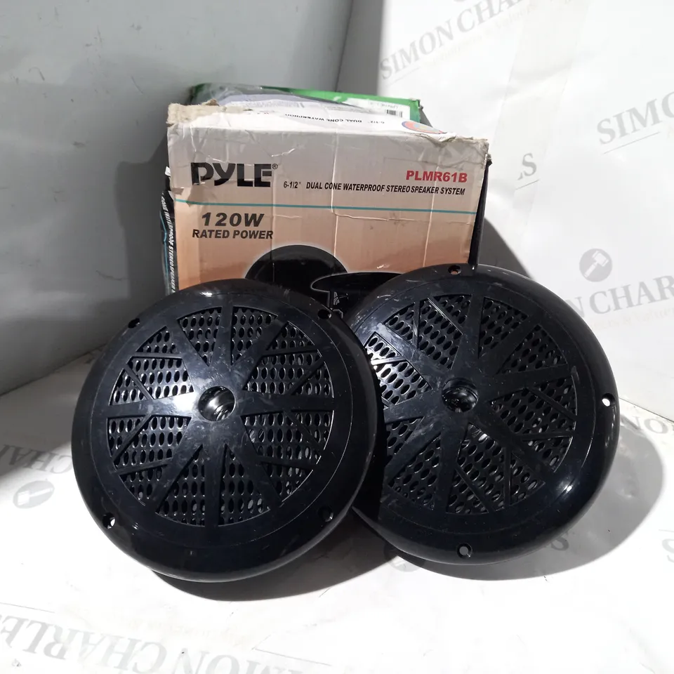 BOXED PYLE DUAL CONE WATERPROOF STEREO SPEAKER SYSTEM PLMR61B 