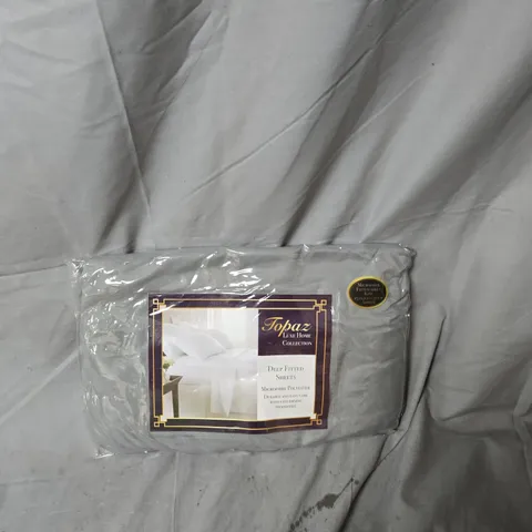 BOX OF APPROXIMATELY 30 X TOPAZ LUXE HOME COLLECTION DEEP FITTED SHEETS – MICROFIBRE POLYESTER, GREY