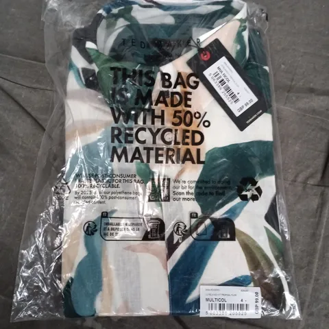 BAGGED TED BAKER LONDON LONG SLEEVE RELAXED FIT TROPICAL FLORAL SHIRT - SIZE 4