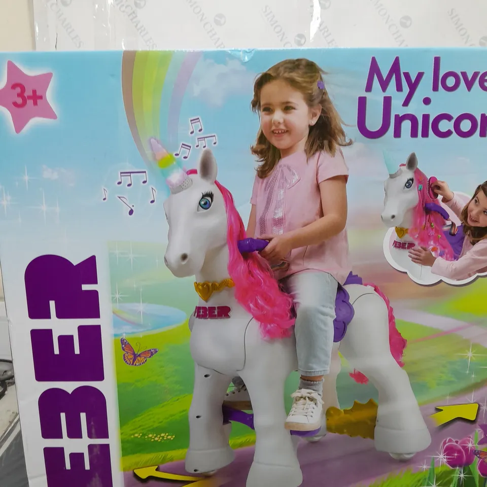 BOXED FEBER MY LOVELY UNICORN RIDE-ON - COLLECTTION ONLY RRP £199.99