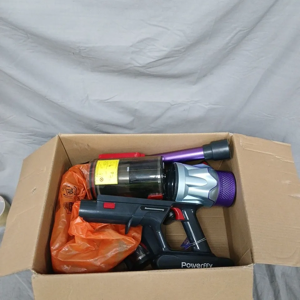 POWERFFY CORDLESS HANDHELD VACUUM CLEANER WITH PURPLE NOZZLE - BLACK BODY