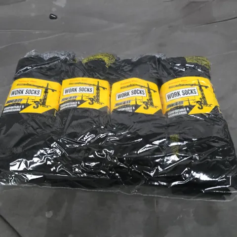 WORK SOCKS – 4 X 3-PACK, UK SIZE 6-11