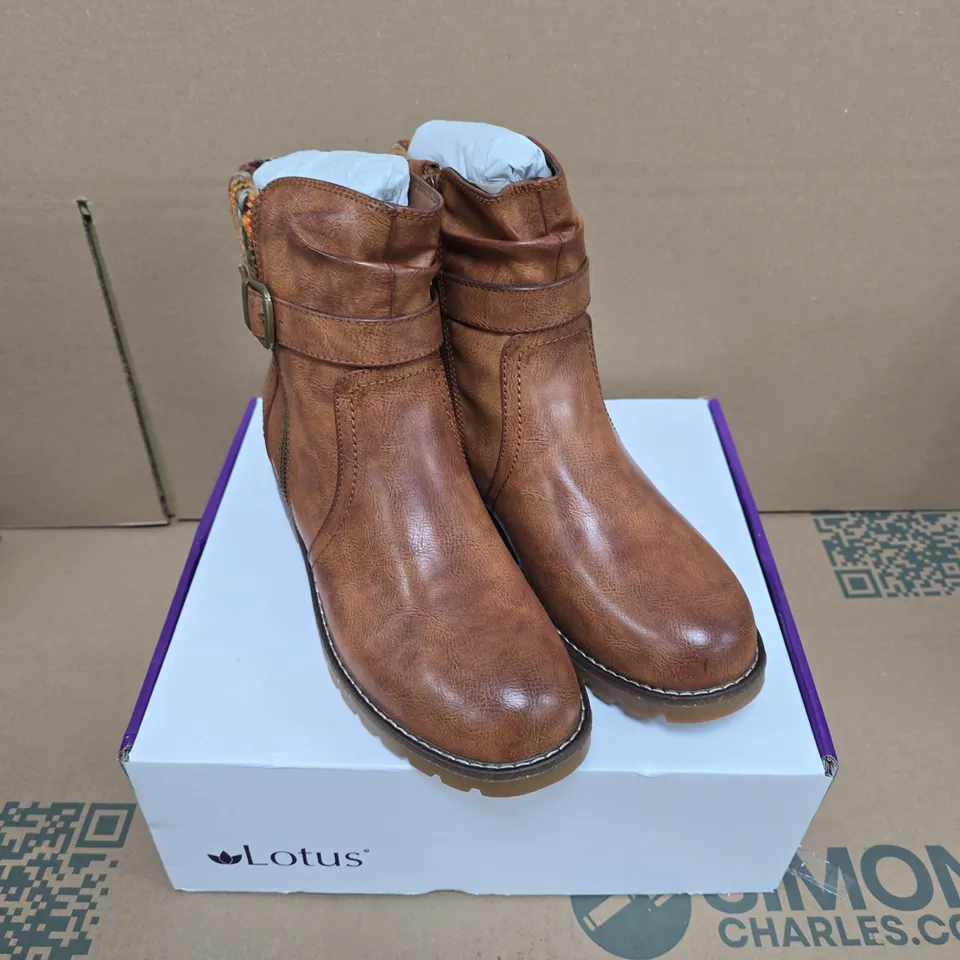 LOTUS - TRIANA TAN LEATHER BOOTS - UK 7 (BOXED)