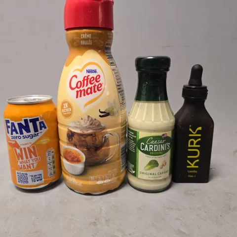 APPROXIMATELY 6 ASSORTED DRINK ITEMS TO INCLUDE - NESTLE COFFEE MATE , FANTA , KURK ETC