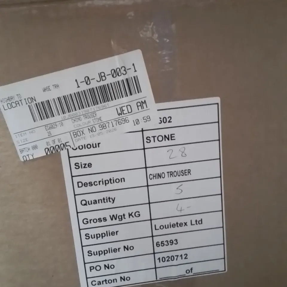 BOXED BRAND NEW APPROXIMATELY 5 JULIPA CHINO TROUSERS STONE SIZE 28