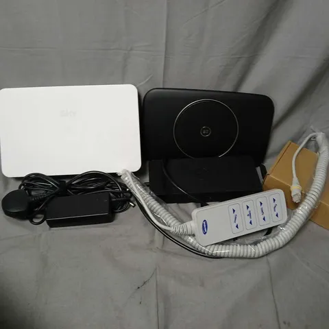 APPROXIMATELY 8 ASSORTED HOUSEHOLD ITEMS TO INCLUDE ROUTERS, CABLES, ETC