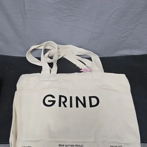 GRIND CANVAS TOTE BAG – COTTON CANVAS WITH COFFEE QUOTE