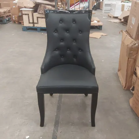BOXED SET OF 2 FAUX LEATHER UPHOLSTERED DINING CHAIRS IN BLACK