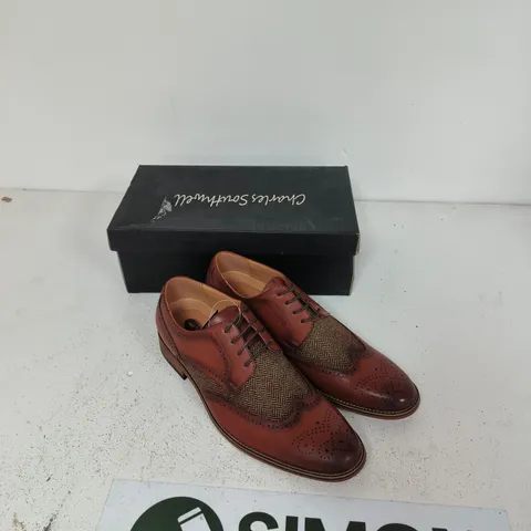 CHARLES SOUTHWELL BRANDY LEATHER OXFORD SHOES – MEN'S SIZE 10