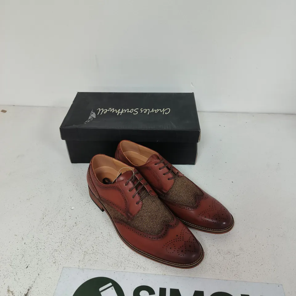 CHARLES SOUTHWELL BRANDY LEATHER OXFORD SHOES – MEN'S SIZE 10