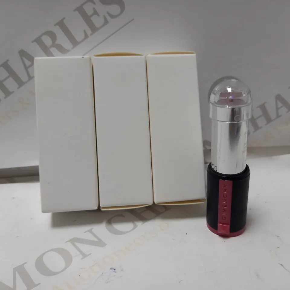 LOT OF 3 GIVENCHY ROUGE LIPSTICKS - 201 ROSE TAFFETAS 