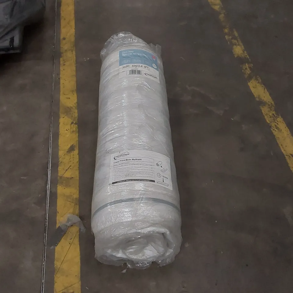 QUALITY BAGGED AND ROLLED 23CM DEEP OPEN COIL SPRING 3' SINGLE MATTRESS 