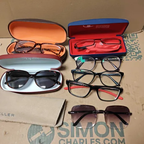 LOT OF APPROXIMATELT 15 ASSORTED PAIRS OF GLASSES AND CASES TO INCLUDE CHAMPION, MELLER AND LONDON RETRO
