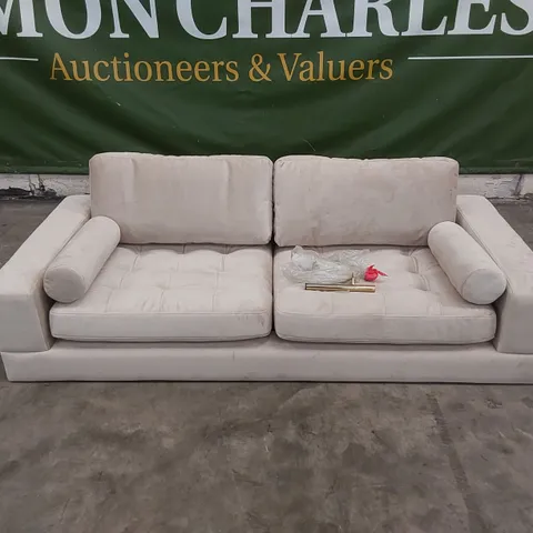 DESIGNER 3 SEATER CRUSHED VELVET SOFA WITH CUSHIONS