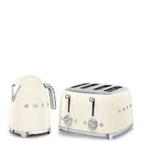 SMEG 50'S STYLE KETTLE KLF03CRUK AND 4-SLICE TOASTER - CREAM