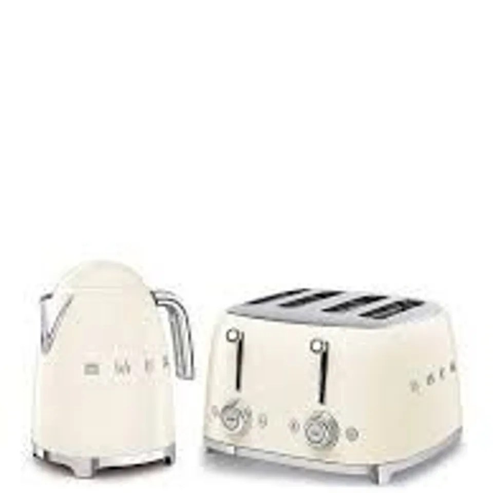 SMEG 50'S STYLE KETTLE KLF03CRUK AND 4-SLICE TOASTER - CREAM