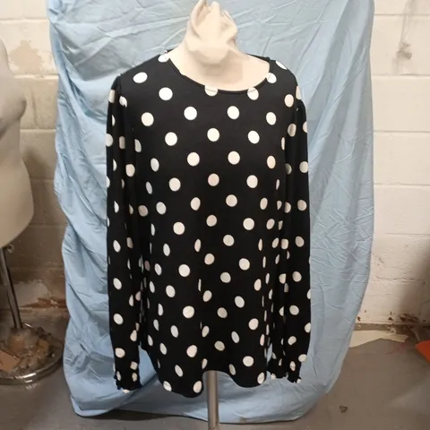 FRIENDS LIKE THESE WOMEN'S BLACK & WHITE POLKA DOT KNIT TOP, UK 16