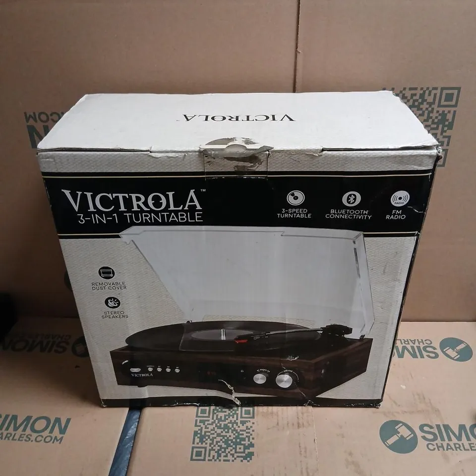 VICTROLA 3-IN-1 TURNTABLE – BOXED WITH PROTECTIVE PACKAGING