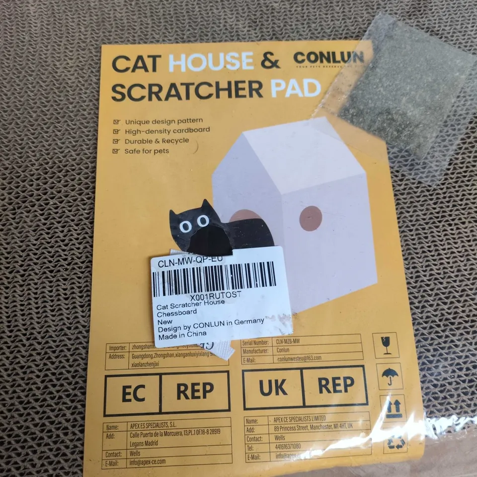 CAT HOUSE & CONLUN SCRATCH PAD FOR CATS – CARDBOARD SCRATCHER .