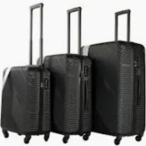 BOXED NEO SET OF 3 BLACK HARD SHELL LUGGAGE SUITCASES (1 BOX)