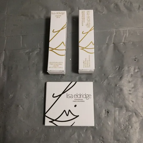 LISA ELDRIDGE LOT OF 3 ASSORTED COSMETIC PRODUCTS TO INCLUDE - LIQUID SILK EYESHADOW IN PHOEBE - MELTING LIP COLOUR IN SWEET FIG - EYESHADOW IN NOCTURAMA