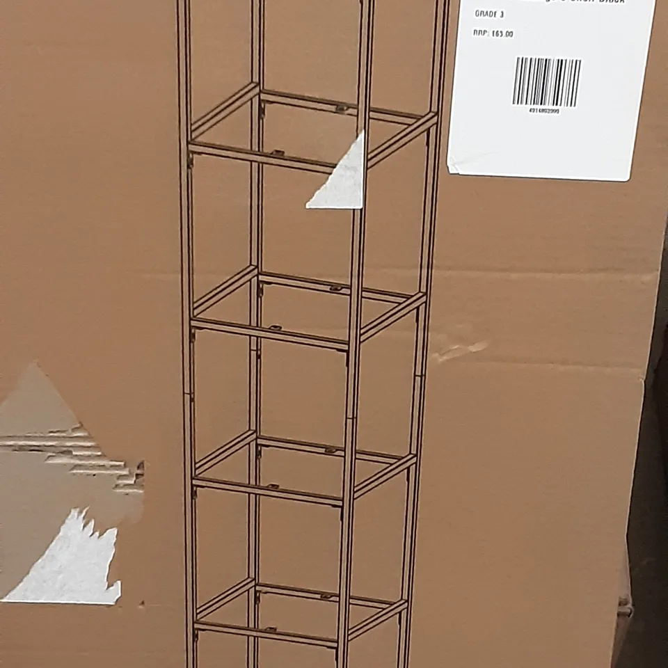 BOXED MODULAR 6 TIER SHELVING UNIT IN BLACK , H186.5 X W40 X D38CM 