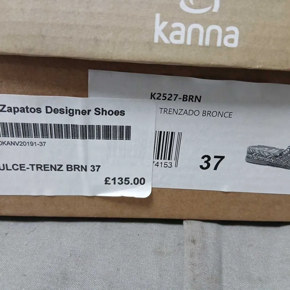 KANNA DULCE-TRENZ BROWN WOVEN SANDALS – UK4 (EU37) MADE IN SPAIN