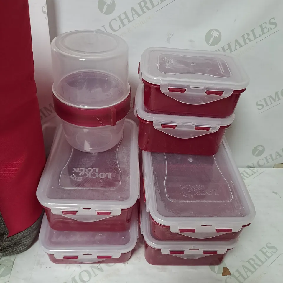 LOCK & LOCK COOLER TOTE WITH 7 PIECE CONTAINERS