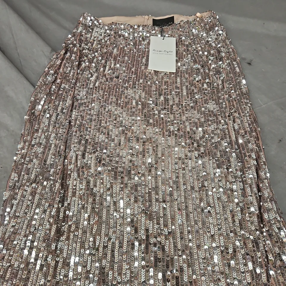 PHASE EIGHT MILANI MIDI SEQUIN SKIRT – SILVER, SIZE 10