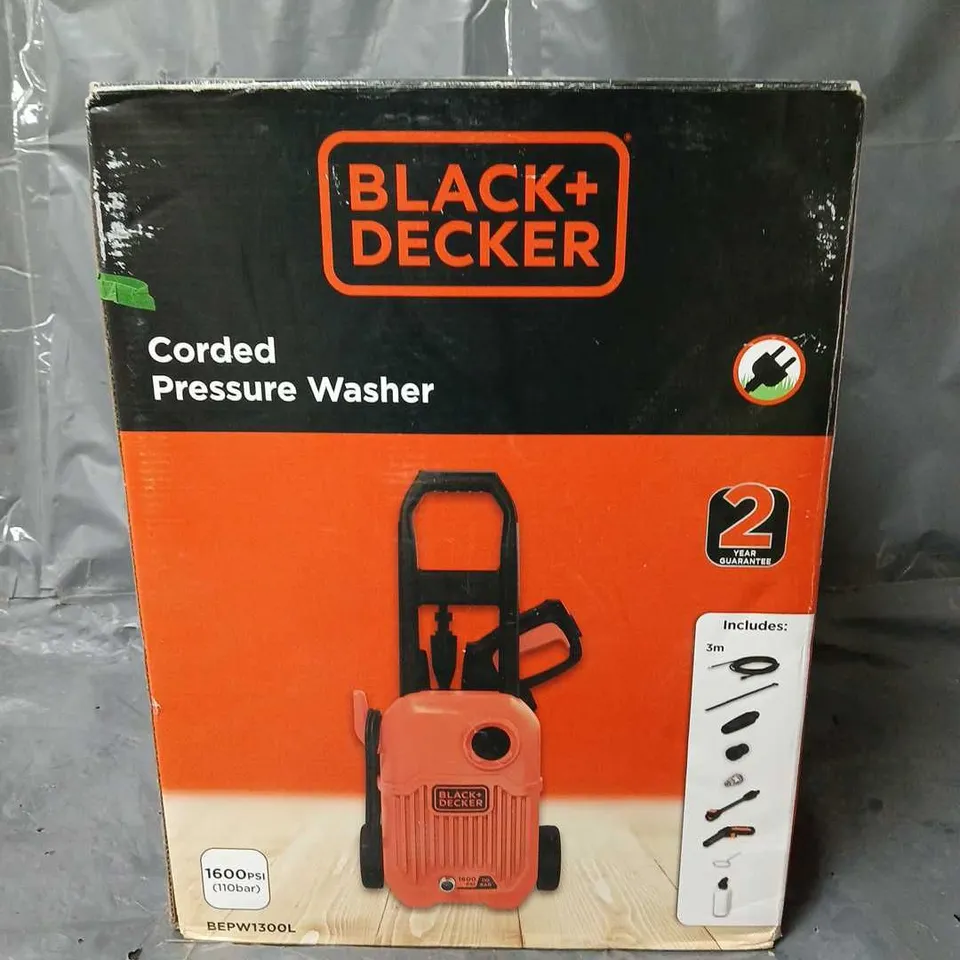 BOXED BLACK + DECKER CORDED PRESSURE WASHER