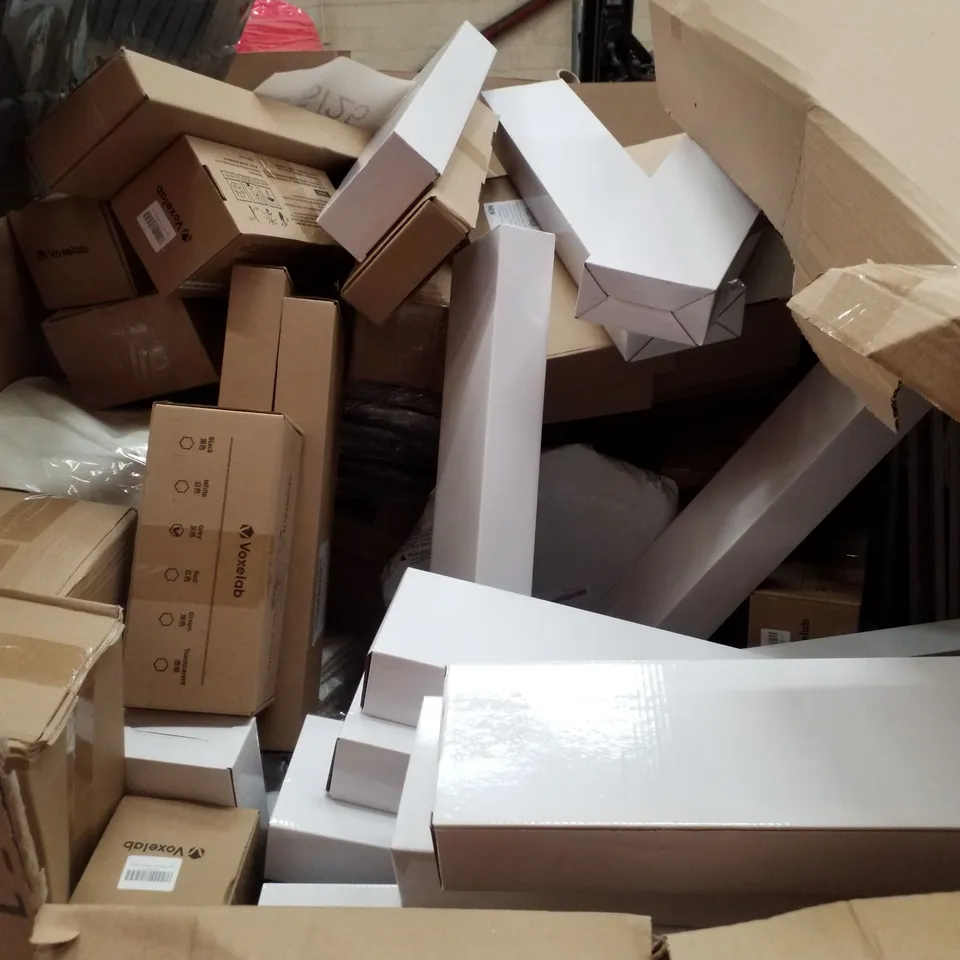 PALLET CONTAINING ASSORTED PRODUCTS INCLUDING 49L ROUND SENSOR BIN, STANDARD PHOTOPOLYMER RESIN, WRAPPED CANVAS PRINTS, SHOWER RAILS & STORAGE TUBS