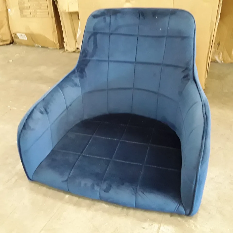 BOXED SET OF 2 UNBRANDED BLUE VELVET PADDED DINING ROOM CHAIR 