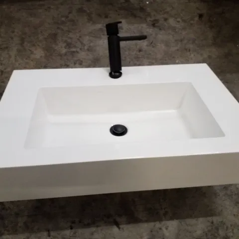 BRAND NEW WHITE RESIN RECTANGULAR BASIN WITH TAP 71Γ46CM