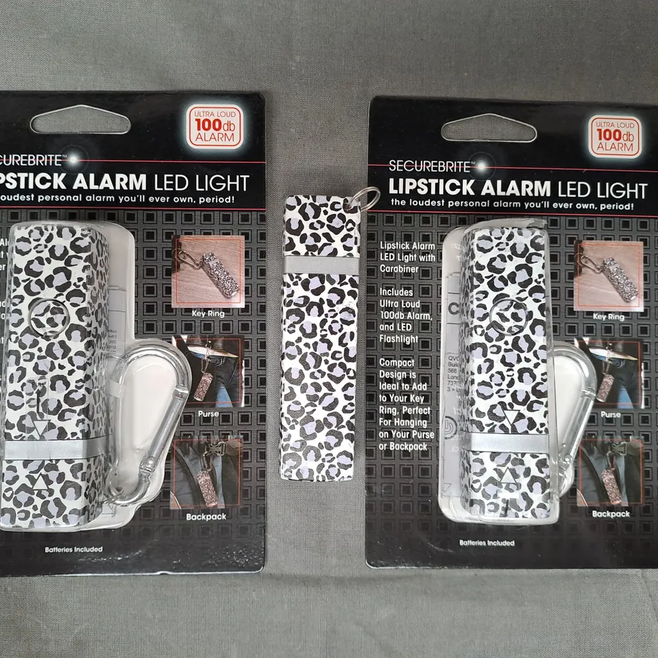 BOXED SECUREBRITE SET OF 3 LIPSTICK SAFETY ALARMS WITH FLASHLIGHT